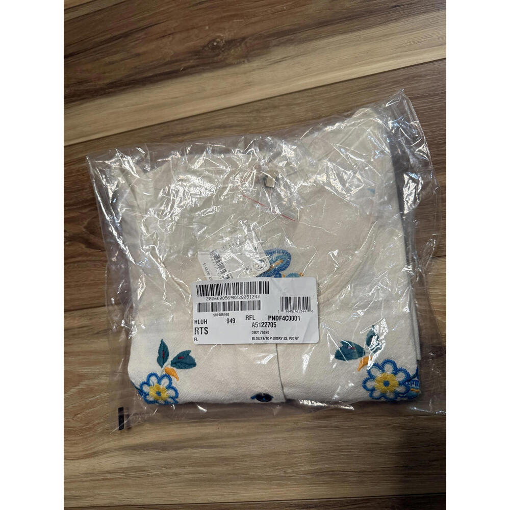 NWT! Free People Kelly Floral Embroidered Cotton Peplum Top in Ivory Size XL - Picture 2 of 7